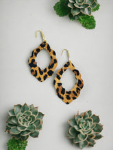 Load image into Gallery viewer, Mini Tan Cheetah Leather Earrings - E19-3549