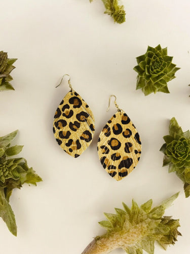 Braxon Natural Leopard Animal Print Feather Earrings - E19-3648