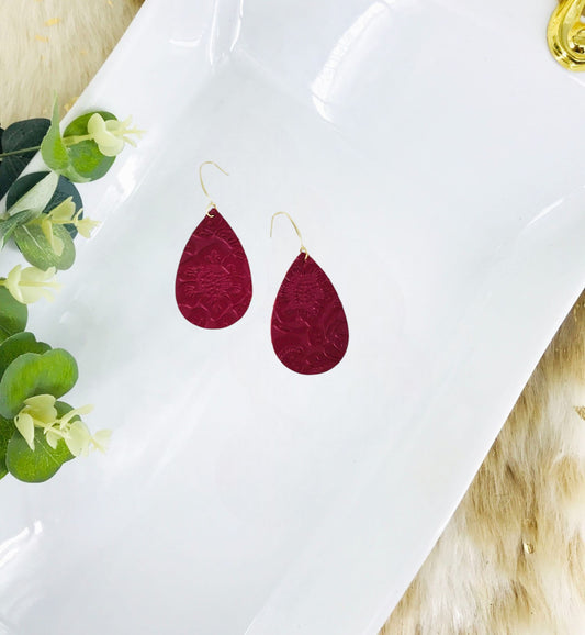 Red Embossed Leather Earrings - E19-3660