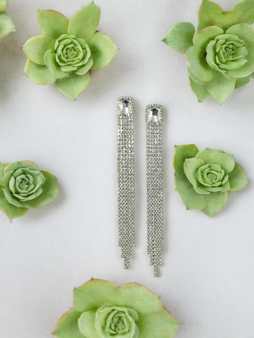 Rhinestone Fringe Earrings - E19-3697