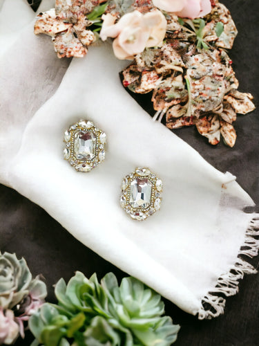 Victorian Style Stone Clip Earrings - E19-3705