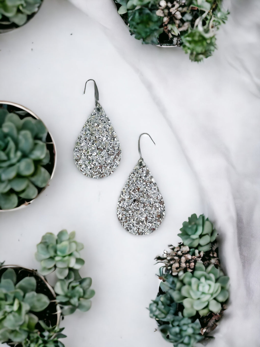 Silver Chunky Glitter Earrings - E19-3719