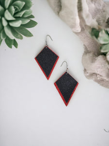 Red and Black Fine Glitter Earrings - E19-419