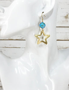 Crystal & Star Pendant Earrings - E19-4274