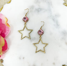 Load image into Gallery viewer, Crystal &amp; Star Pendant Earrings - E19-4280