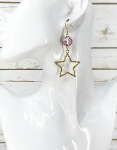 Crystal & Star Pendant Earrings - E19-4280