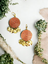 Load image into Gallery viewer, Coral &amp; Gold Pendant Earrings - E19-4284