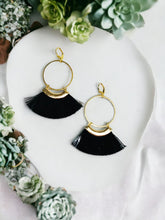 Load image into Gallery viewer, Hoop &amp; Black Tassel Pendant Earrings - E19-4285