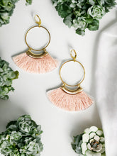 Load image into Gallery viewer, Hoop &amp; Pink Tassel Pendant Earrings - E19-4286