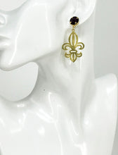 Load image into Gallery viewer, Crystal &amp; Fleur De Lis Pendant Earrings - E19-4317