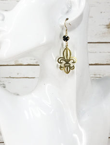 Crystal & Fleur De Lis Pendant Earrings - E19-4326