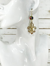 Load image into Gallery viewer, Crystal &amp; Fleur De Lis Pendant Earrings - E19-4329