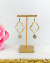 Load image into Gallery viewer, Brushed Gold &amp; Pave Pendant Earrings - E19-4353