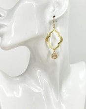 Load image into Gallery viewer, Brushed Gold &amp; Pave Pendant Earrings - E19-4353