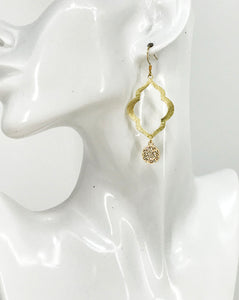 Brushed Gold & Pave Pendant Earrings - E19-4353