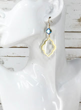 Load image into Gallery viewer, Crystal &amp; Brushed Gold Pendant Earrings - E19-4360