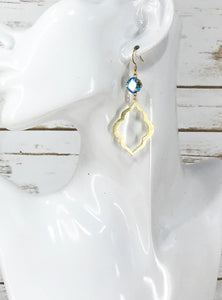 Crystal & Brushed Gold Pendant Earrings - E19-4360