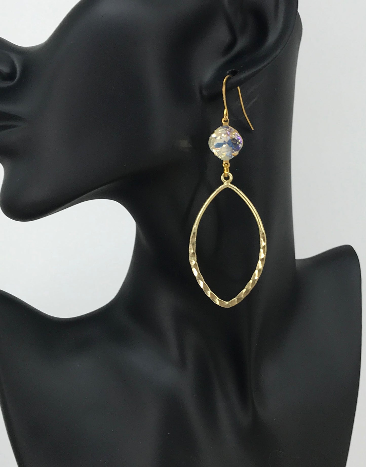 Crystal & Hammered Pendant Earrings - E19-4388