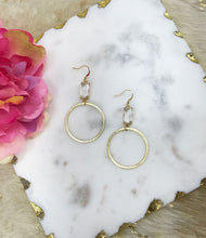 Load image into Gallery viewer, Stone &amp; Brushed Gold Pendant Earrings - E19-4418