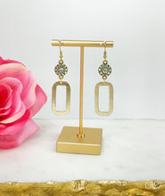 Load image into Gallery viewer, Rhinestone &amp; Brushed Gold Pendant Earrings - E19-4433