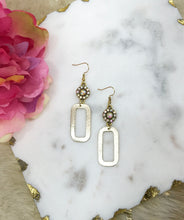 Load image into Gallery viewer, Rhinestone &amp; Brushed Gold Pendant Earrings - E19-4433