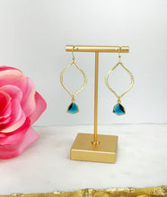 Load image into Gallery viewer, Rhinestone &amp; Brushed Gold Pendant Earrings - E19-4434