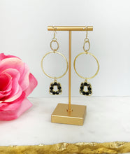 Load image into Gallery viewer, Hoop &amp; Rhinestone Pendant Earrings - E19-4436