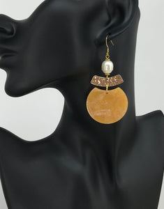 Pearl & Tortoise Pendant Earrings - E19-4467