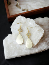 Load image into Gallery viewer, CZ &amp; Brushed Gold Pendant Earrings - E19-4485