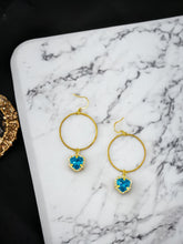 Load image into Gallery viewer, Glass Rhinestone &amp; Gold Hoop Earrings - E19-4495