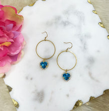 Load image into Gallery viewer, Glass Rhinestone &amp; Gold Hoop Earrings - E19-4495