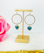 Load image into Gallery viewer, Glass Rhinestone &amp; Gold Hoop Earrings - E19-4495