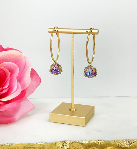 Hoop & Rhinestone Pendant Earrings - E19-4533