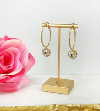 Load image into Gallery viewer, Hoop &amp; Rhinestone Pendant Earrings - E19-4534