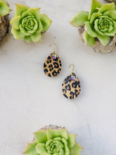 Load image into Gallery viewer, Cheetah Leather &amp; Rhinestone Earrings - E19-4553