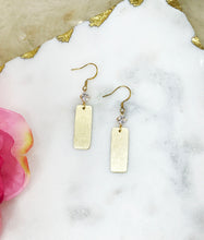 Load image into Gallery viewer, CZ &amp; Brushed Gold Pendant Earrings - E19-4575