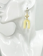 Load image into Gallery viewer, CZ &amp; Brushed Gold Pendant Earrings - E19-4580