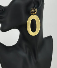 Load image into Gallery viewer, Leopard Stud &amp; Brushed Gold Pendant Earrings - E19-4582