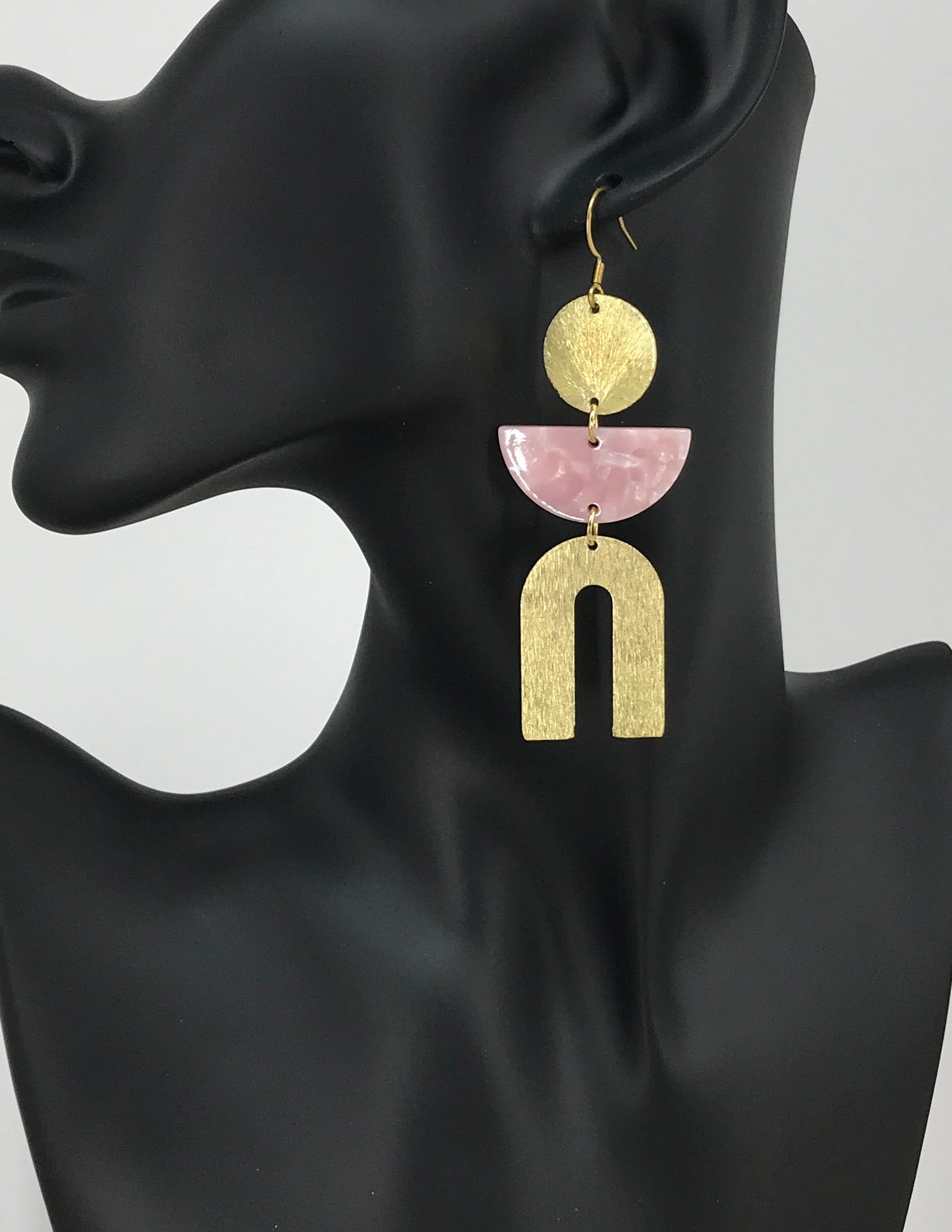 Brushed Gold Pendant Earrings - E19-4585