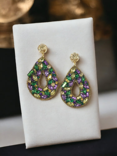 Crystal & Rhinestone Teardrop Earrings - E19-4609