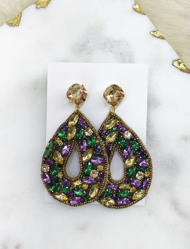 Crystal & Rhinestone Teardrop Earrings - E19-4609