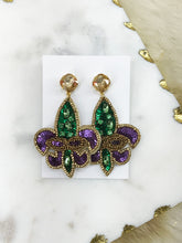 Load image into Gallery viewer, Crystal &amp; Rhinestone Fleur De Lis Earrings - E19-4613