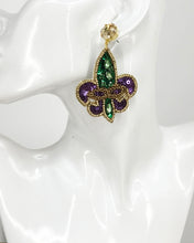 Load image into Gallery viewer, Crystal &amp; Rhinestone Fleur De Lis Earrings - E19-4613