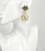 Load image into Gallery viewer, Rhinestone Stud &amp; Fleur De Lis Pendant Earrings - E19-4614