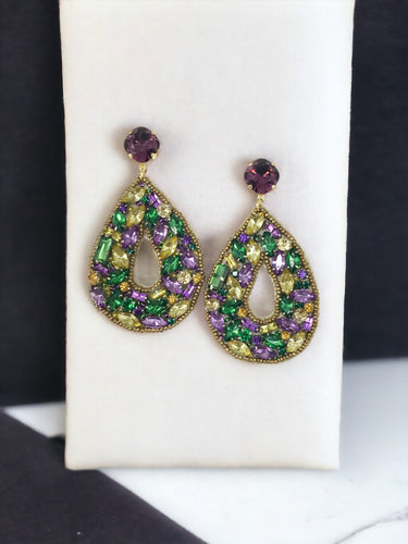 Crystal & Rhinestone Teardrop Earrings - E19-4624