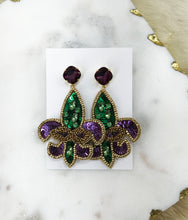 Load image into Gallery viewer, Crystal &amp; Rhinestone Fleur De Lis Earrings - E19-4625