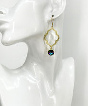 Load image into Gallery viewer, Crystal &amp; Brushed Gold Pendant Earrings - E19-4626