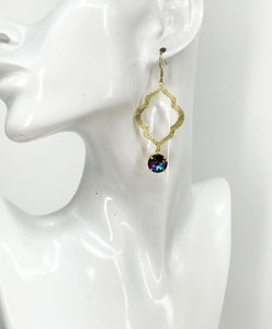 Crystal & Brushed Gold Pendant Earrings - E19-4626