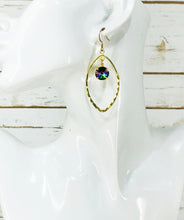 Load image into Gallery viewer, Crystal &amp; Hammered Pendant Earrings - E19-4629