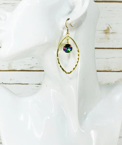 Crystal & Hammered Pendant Earrings - E19-4629